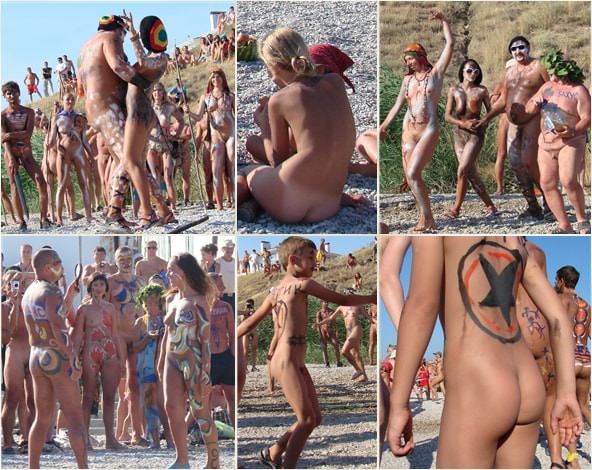 Neptune day dance shot - Group nude people nudists photos