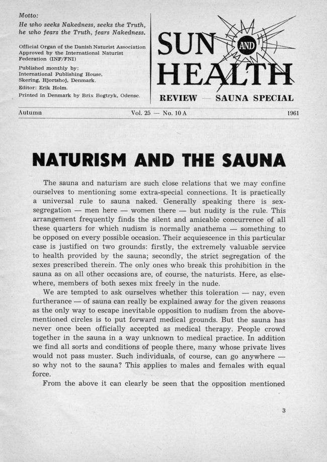 Sun and healt - Sauna - nudism magazine